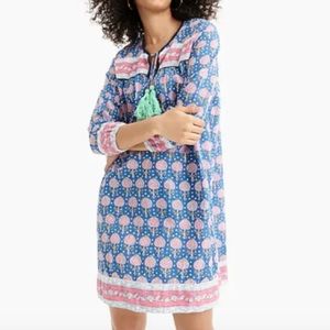J. Crew Blue and Pink Long Sleeve Dress